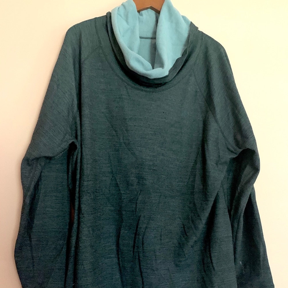 Cowl neck warm wool blend lining sweatshirt jacket